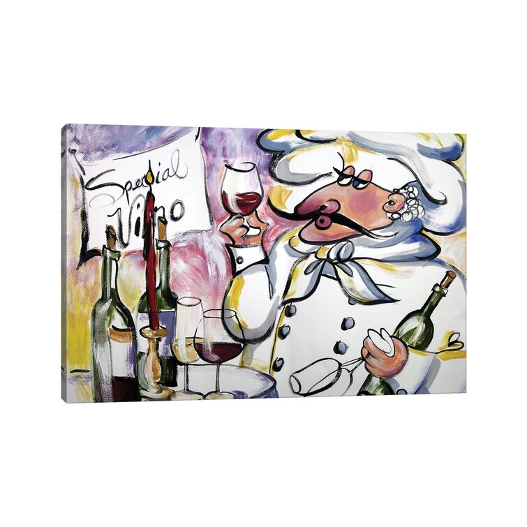 Wine Chef On Canvas By Malenda Trick Print 